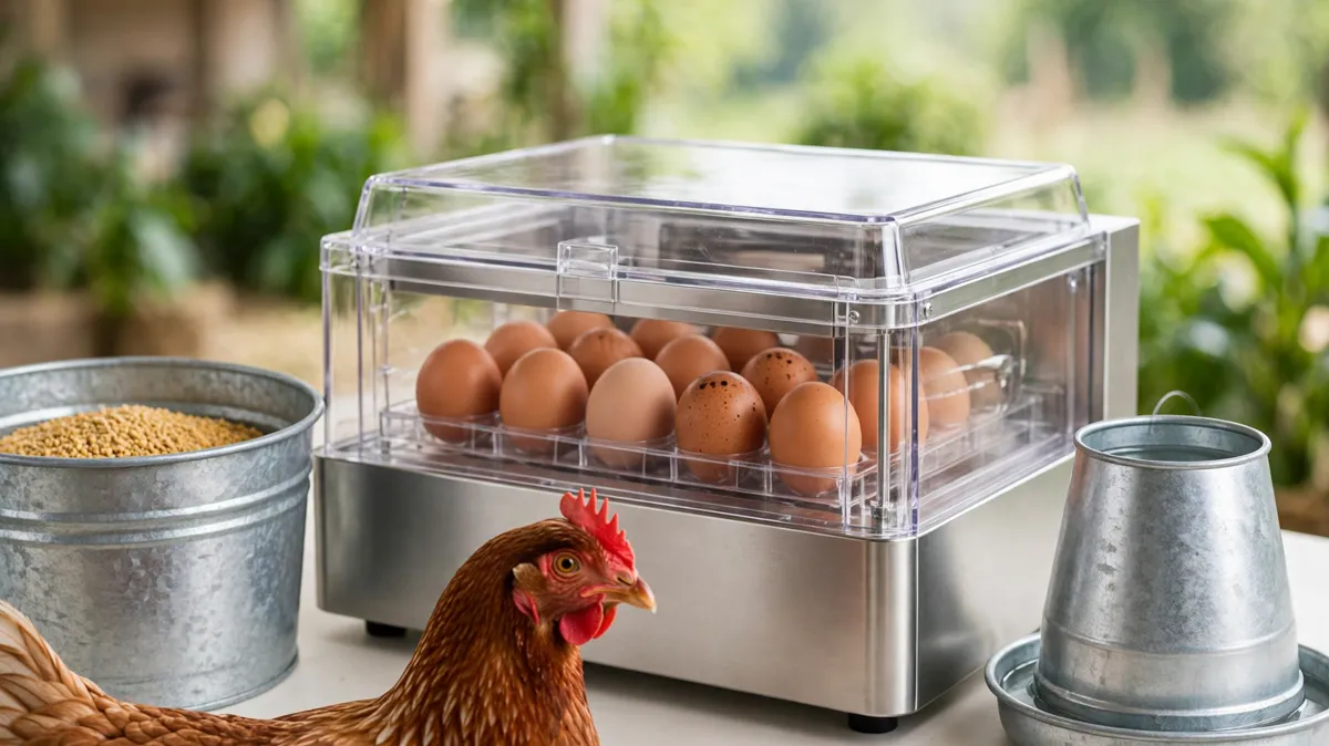 Equipamiento avícola: incubadora, comederos y bebederos para pollos y gallinas